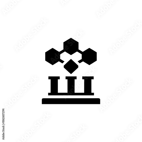 Honeycomb on a pedestal silhouette on transparent background honey comb beeswax beekeeping apiary insect insects bee bees black shape icon symbol logo illustration graphic flat