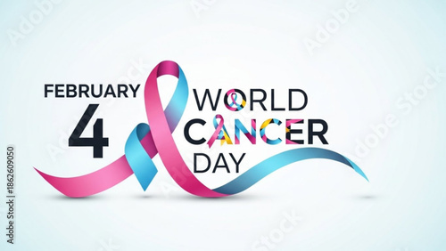 World Cancer Day Ribbon on February 4, Awareness Campaign, Healthcare Concept