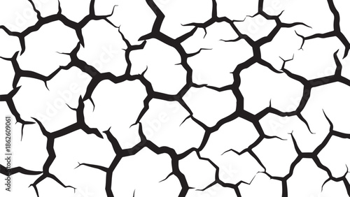 A cracked and dry surface with deep black fissures