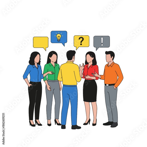 Diverse group of business professionals engaged in a discussion