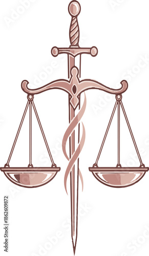 Rose gold Lady Justice scales logo vector for law firm advocate or legal consulting brand identity
