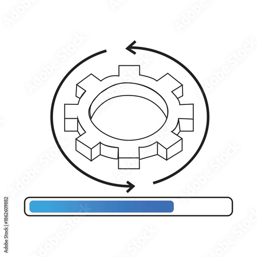Mechanical process with gear and progress bar