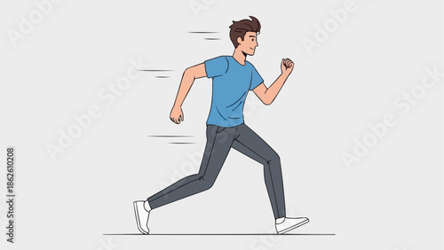 Man running fast with motion blur effect illustration.