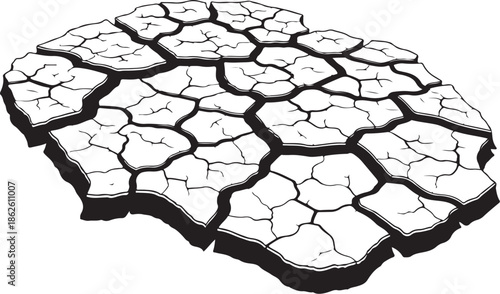A cracked and broken surface with a white background