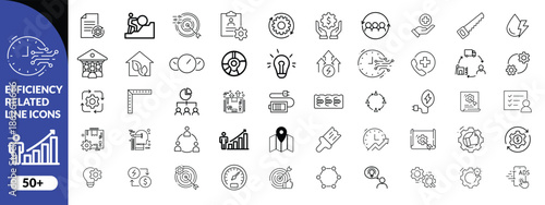 Set of efficiency related line icons. Productivity, optimization, improvement etc efficiency icon design big set vector .