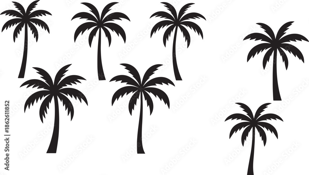 Fototapeta premium Silhouettes of palm trees on white background