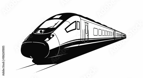 Modern high speed bullet train locomotive illustration for rapid transit and travel concept