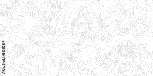 Minimal area white line geometric grid topo map outline. paper curve counter map and wavy topography. relief discovery area white, black line texture background.