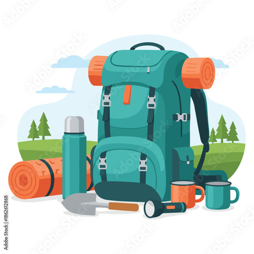 Outdoor Hiking Backpack and Camping Gear Set