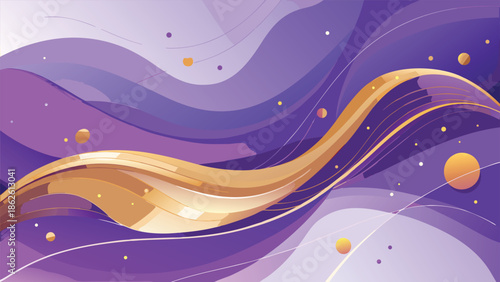 Abstract watercolor background featuring rich purple and gold tones, blending seamlessly for a vibrant look..eps