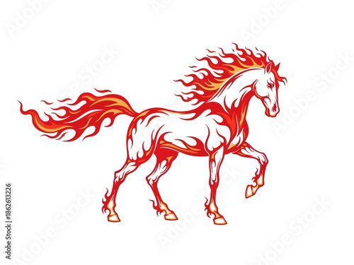 Minimal Red Fire Horse Zodiac Illustration for Lunar New Year 2026
