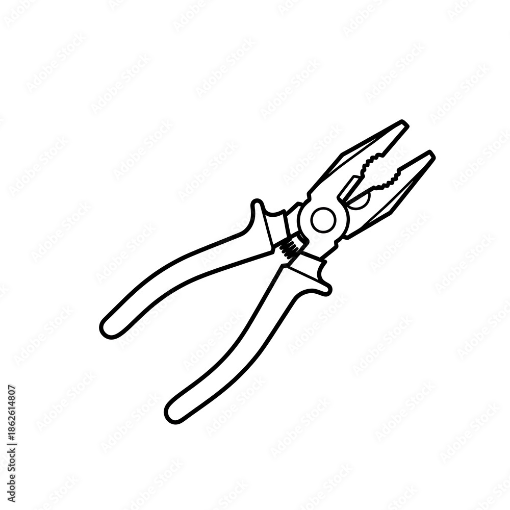 Obraz premium Pliers Outline Icon - Essential Hand Tool for Grip and Cutting