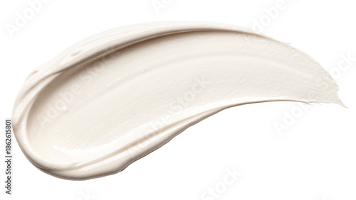 Foundation cream swatch with smooth texture and subtle sheen isolated on white background