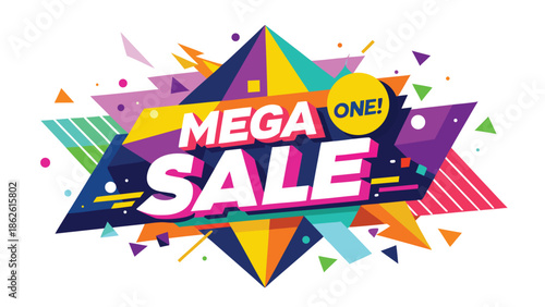 Eye-catching mega sale banner featuring bright colors and bold text to promote discounts and special offers..eps