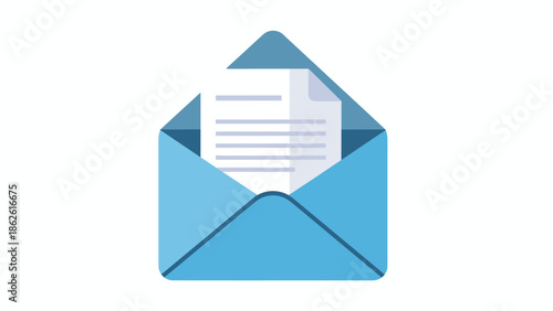 A light blue open envelope with a white letter inside, symbolizing communication, mail, or messages.