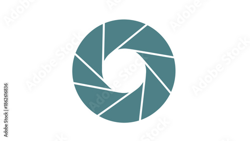 Camera shutter aperture icon. Flat vector illustration of photography lens and optical focus symbol isolated on white background