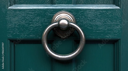 Teal Door with Polished Metal Knocker