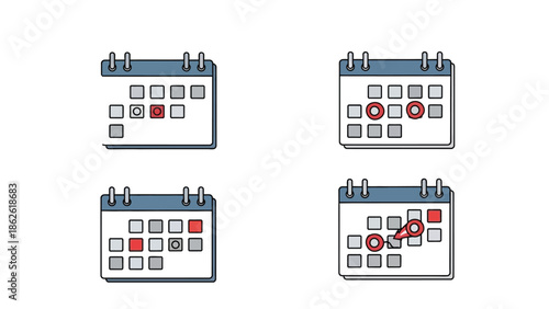 Visual representation illustrating the steps involved in successful itinerary planning by marking important dates and transitions on a simplified calendar graphic representation