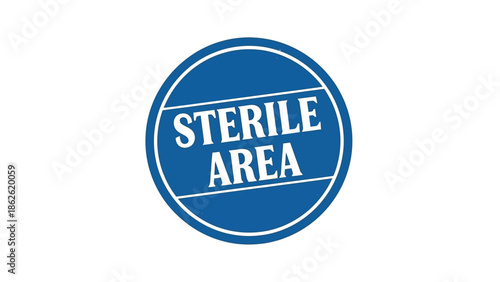 Blue circular mandatory sign clearly indicating a sterile area warning label for restricted access in laboratory or medical environments demanding cleanliness protocols