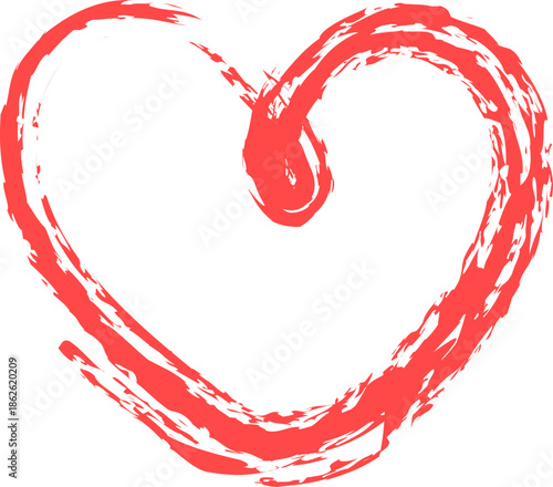 Red heart icon vector.
Red love heart made of rough strokes for Valentine s Day, wedding or other purpose. Hand drawing vector illustration.