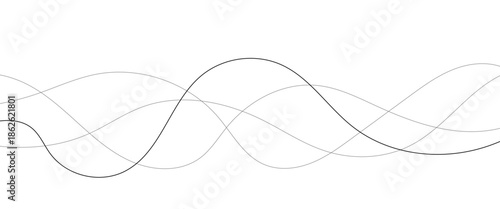 Technology abstract lines on white background. Undulate Grey Wave Swirl, frequency sound wave, twisted curve lines with blend effect