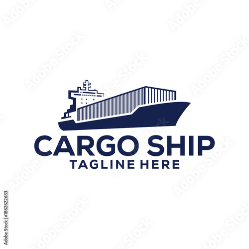 Ship logistics and ship express delivery company logo design template