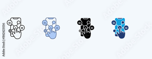 Digital Interaction Multiple Icon Illustration Vector
