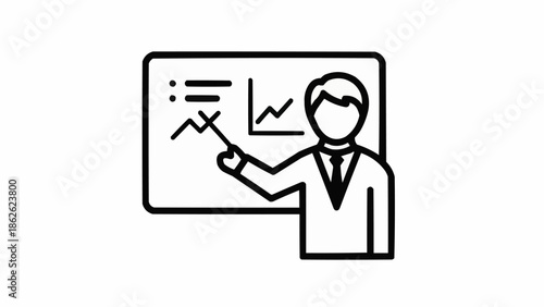 Presentation of Business Data - Man Explaining Charts and Graphs on Whiteboard.