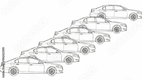 Lineup of Cars - A Visual Representation of Automotive Variety.
