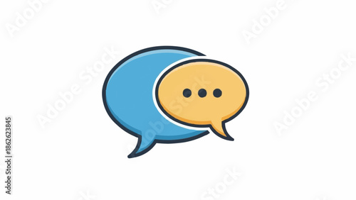 Overlapping Speech Bubbles Icon Representing Communication and Dialogue.