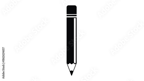 A simple black and white illustration of a sharpened pencil silhouette