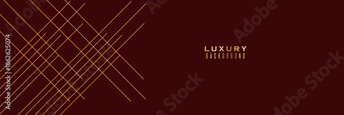 Luxry red curved lines and gold wave lines on dark red background and lighting effect sparkle. Luxury template celebration award design. suit for bussines, banners