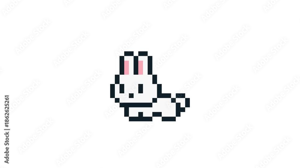 8-bit pixel art cute rabbit character idle. looped animation 4k 30fps ...