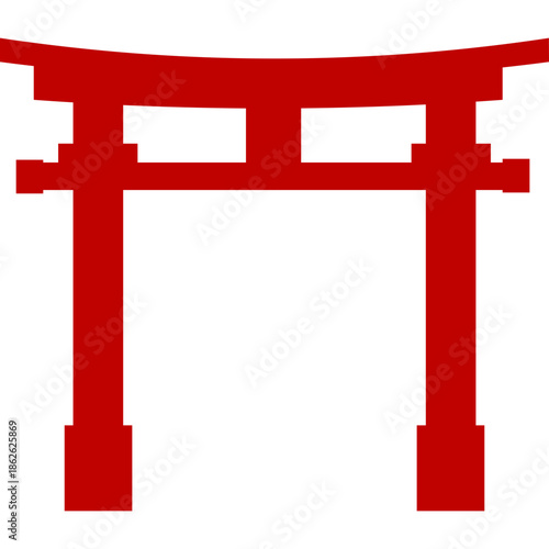 Red Chinese Gate Silhouette