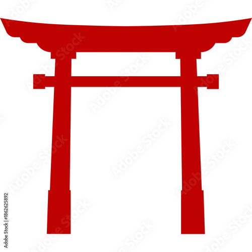 Red Chinese Gate Silhouette