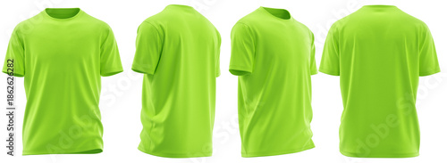 T-Shirt Round Neck Short Sleeve, Plain Blank Apparel, Mockup Ready,  neon green