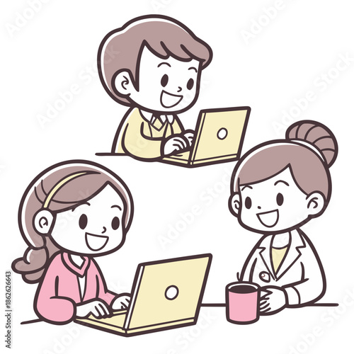 Cartoon-Cute Business Character Illustration Set — Playful Modern Corporate Vector People