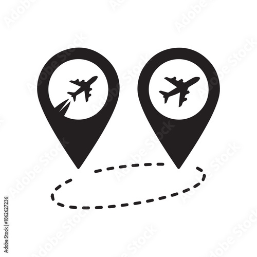 Travel and Tourism Concept with Airplanes Flying Between Destination Location Map Pins.