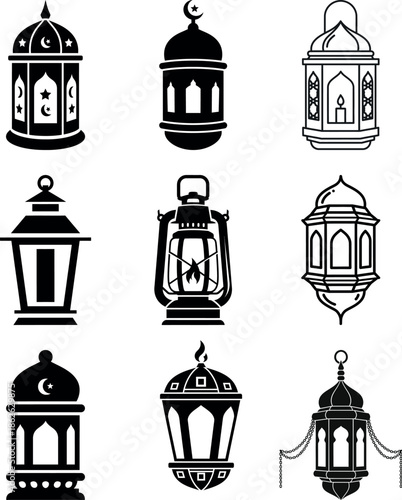 Collection of traditional lanterns for ramadan and islamic celebrations