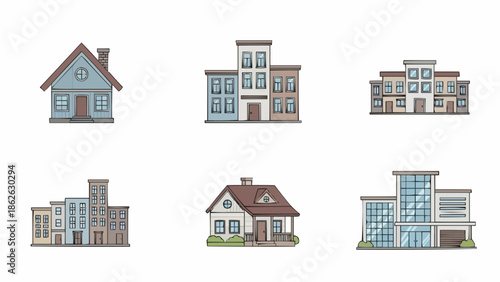 Collection of Diverse Architectural Styles - Houses and Buildings.