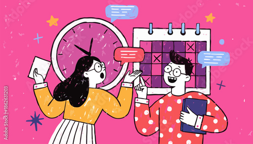 People planning and organizing their schedule together