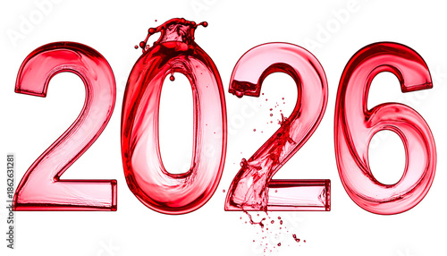 Numbers formed by red liquid, possibly wine, with splashes and black background