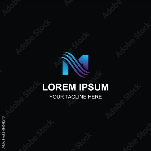 Modern wave flow letter M monogram logo design for corporate identity with Creative Illustration