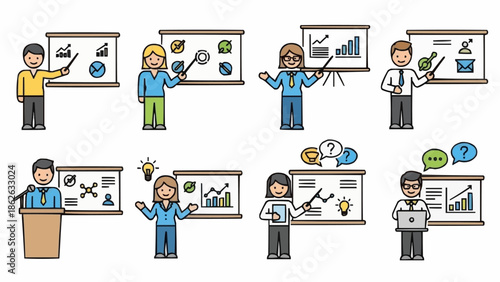 Diverse Business Presentations - A Collection of Professionals Sharing Insights.