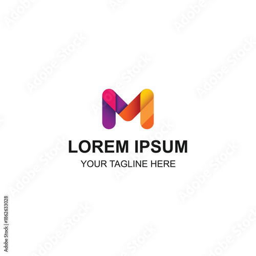 Colorful modern letter M logo design with vibrant gradient ribbons with Creative Illustration
