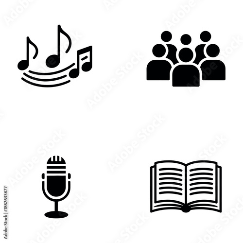 Music and people icons set Vector