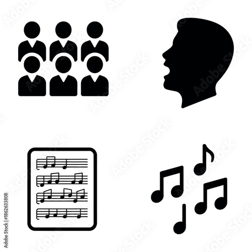 Singing and music notes with choir and soloist Vector