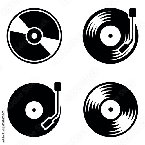 Vinyl record icons set Vector