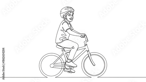 Man Riding Bicycle Line Art Illustration
