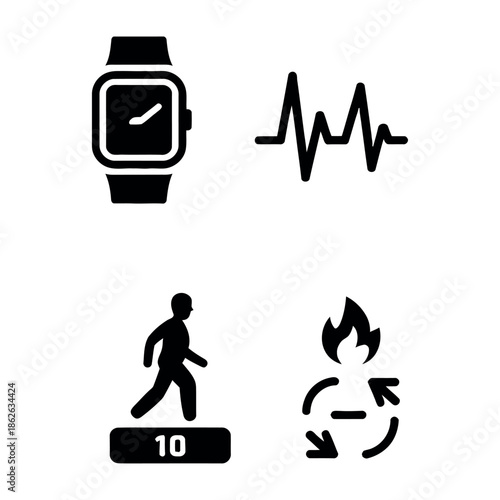Fitness tracker monitoring health and activity Vector